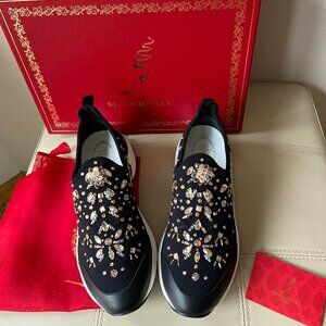 $1720 RENE CAOVILLA OLYMPIA RHONESTONE EMBELLISHED SNEAKERS SZ 37